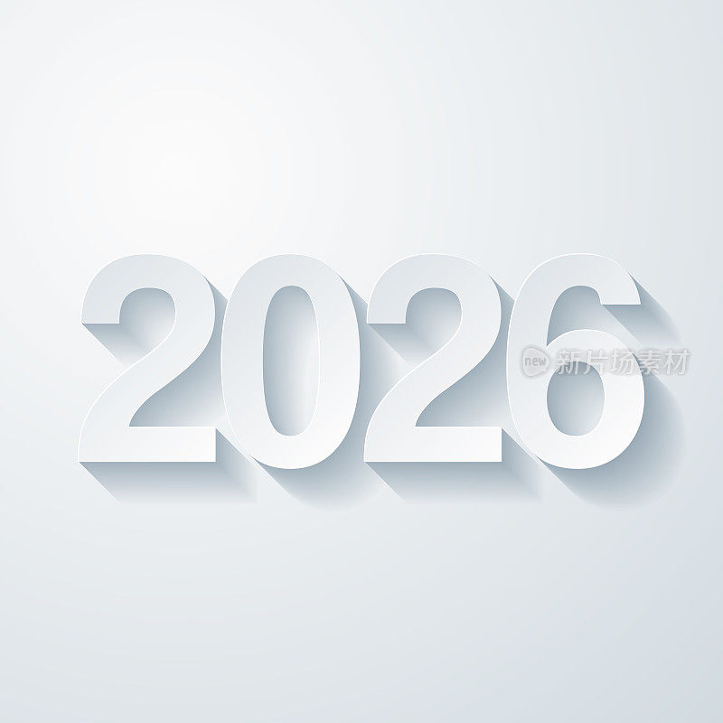 2026 - 2606。空白背景上剪纸效果的图标